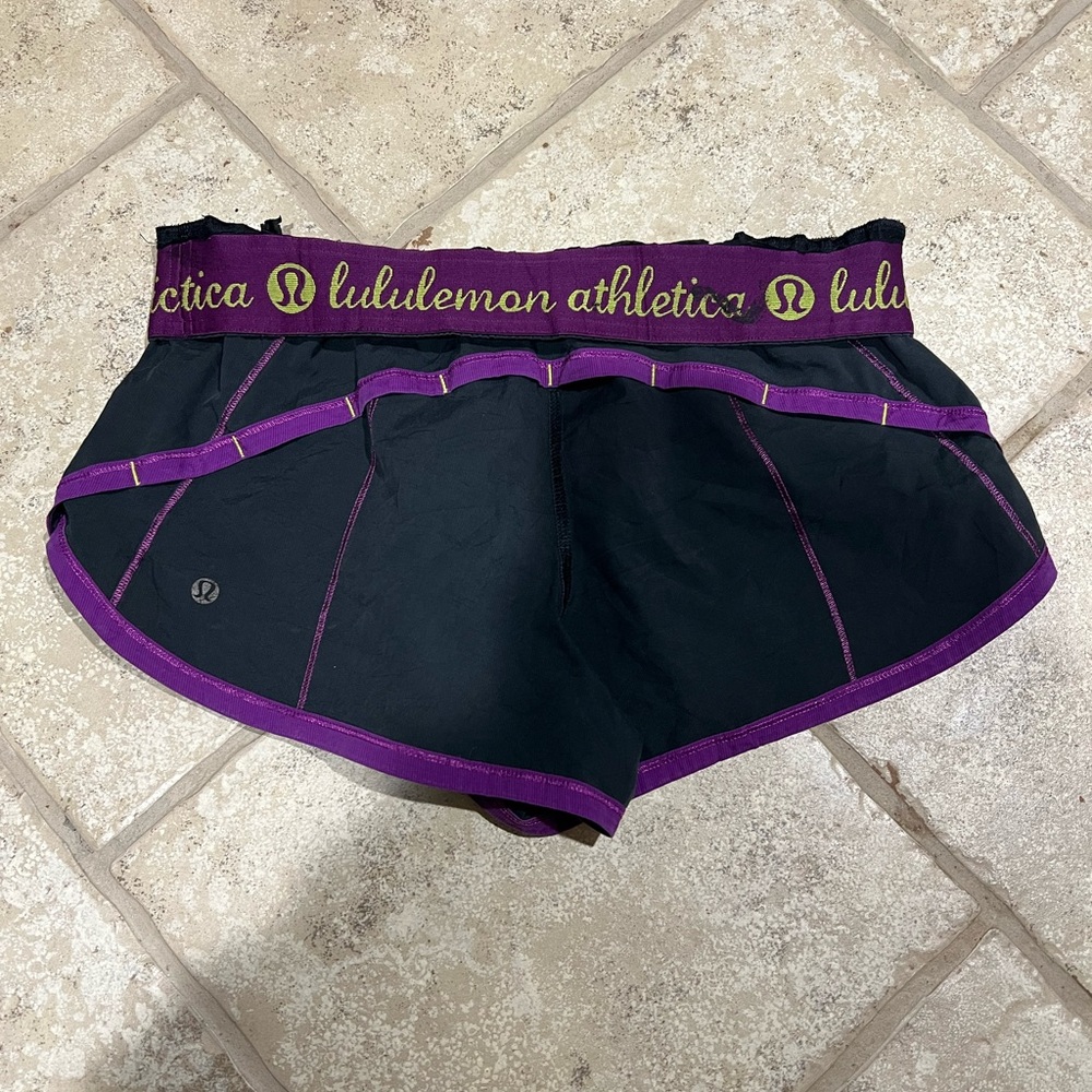 lululemon athletica Black Shorts with Purple Trim